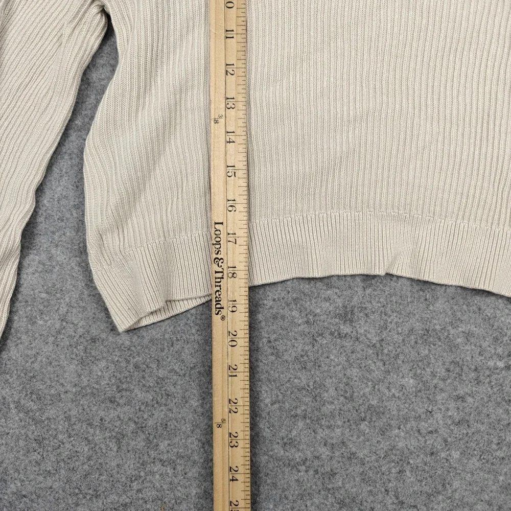 Lululemon Sweater Womens 6 Beige Ribbed Knit Asymmetrical‎ Hem Crewneck Pullover
